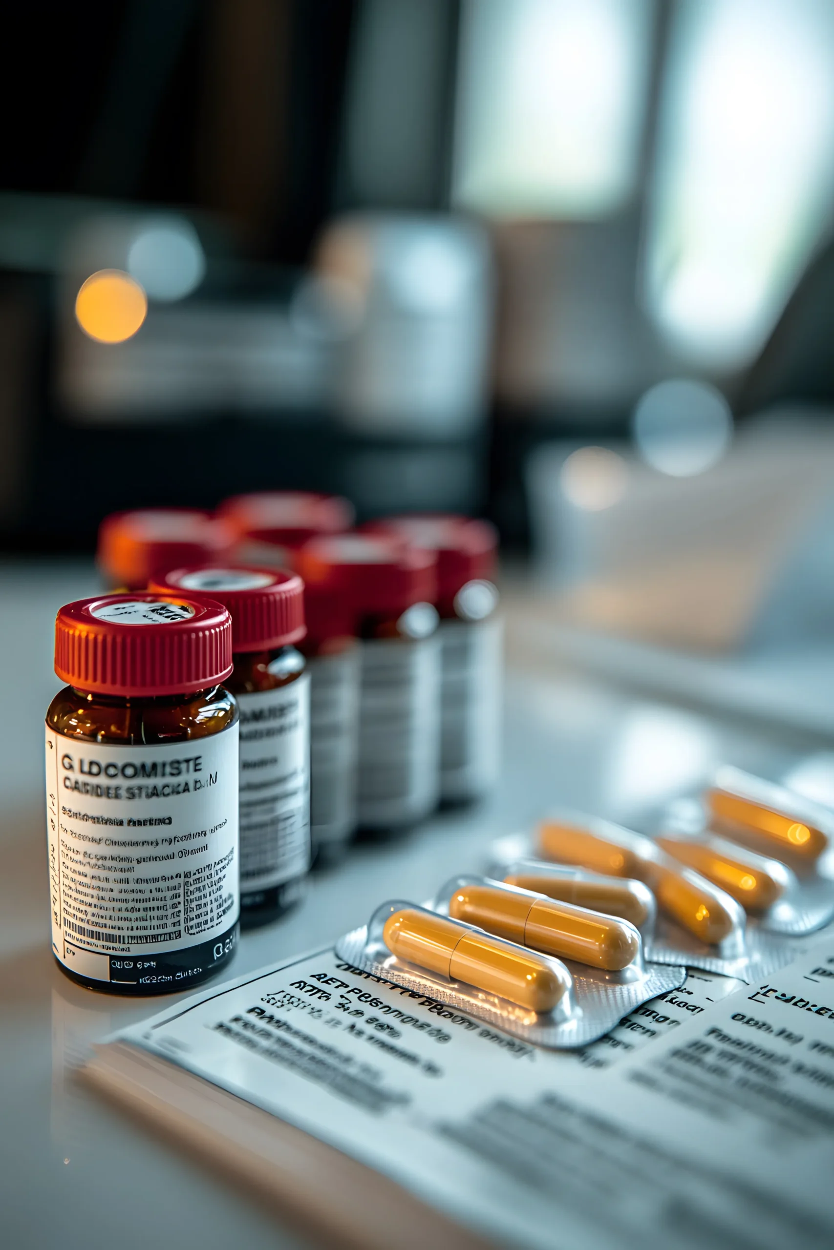 Prescription medication bottles and capsule blister packs verified using a medication API.